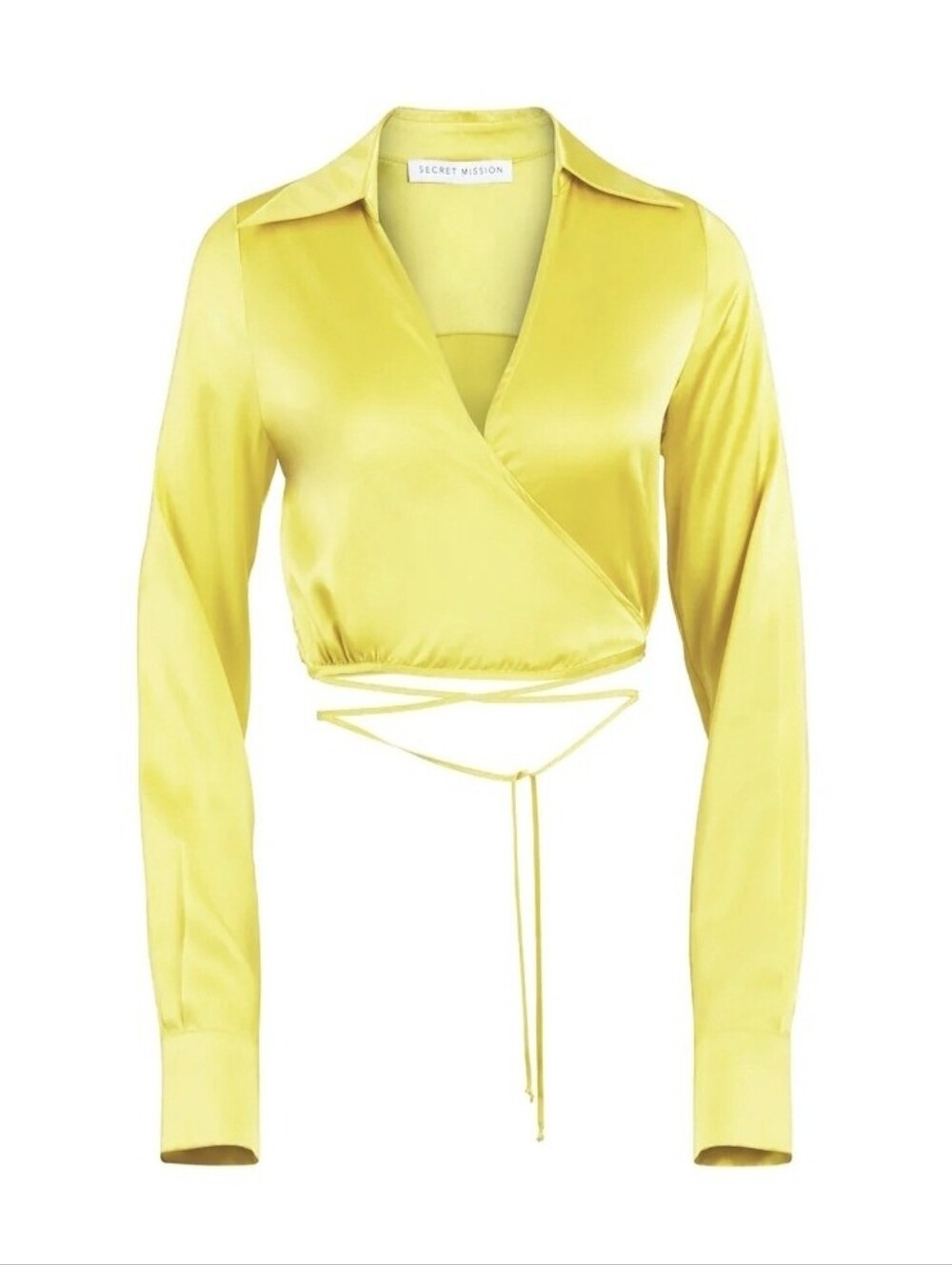 NWT Secret Mission Sharon 100% Silk Cropped Wrap Blouse XS